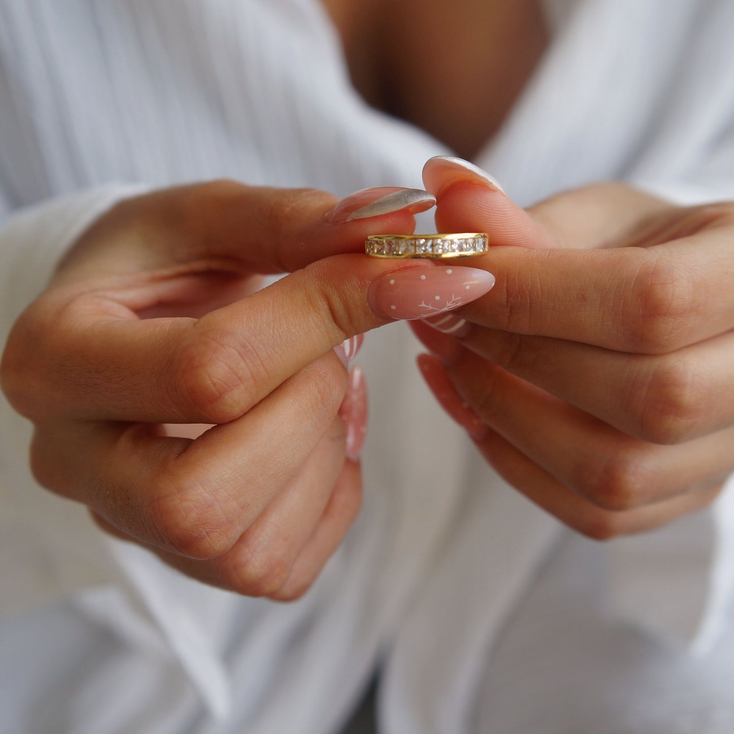 Ultra Dainty Gold Filled Delicate Stacking Diamond Ring Thin Minimalist Ring Anniversary Band Simple Delicate Gold Band