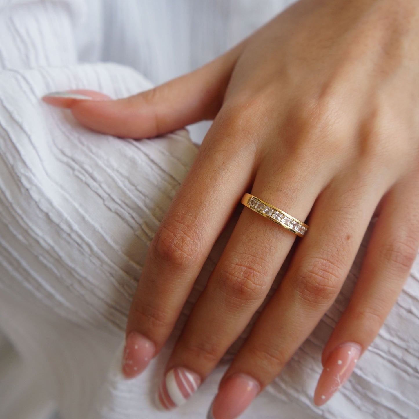 Ultra Dainty Gold Filled Delicate Stacking Diamond Ring Thin Minimalist Ring Anniversary Band Simple Delicate Gold Band