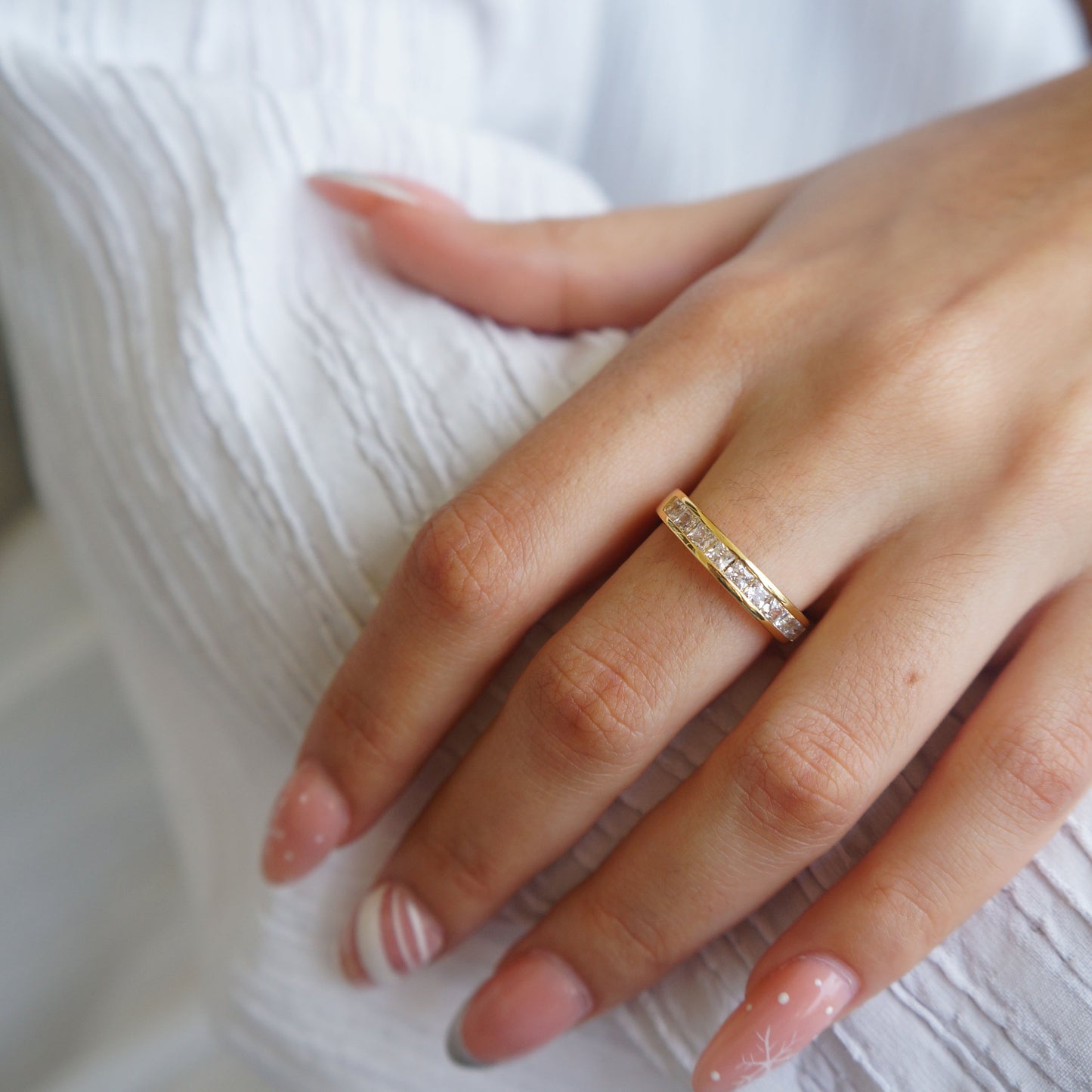 Ultra Dainty Gold Filled Delicate Stacking Diamond Ring Thin Minimalist Ring Anniversary Band Simple Delicate Gold Band