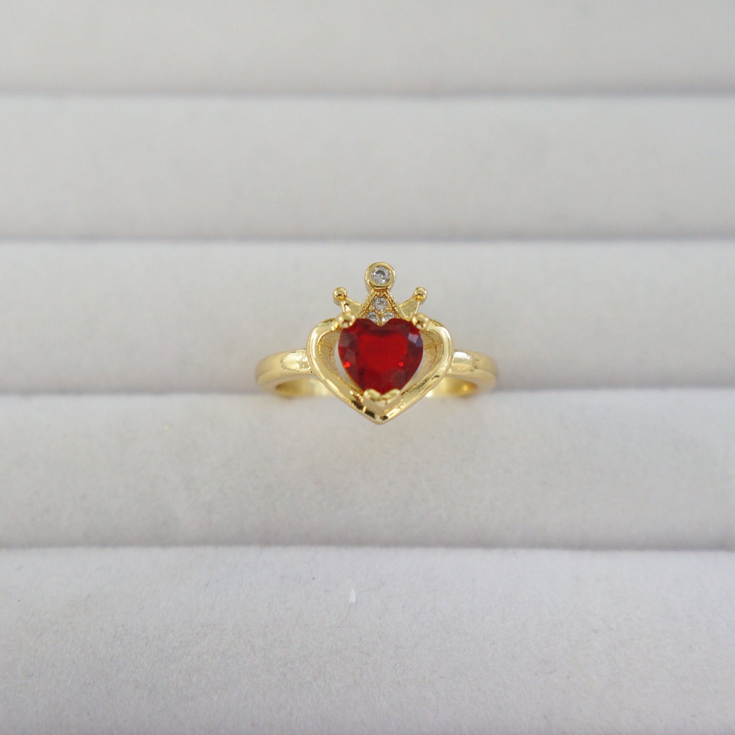 Adjustable Gold Heart Crown Ring