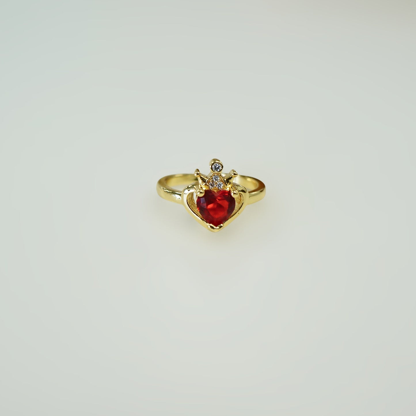 Adjustable Gold Heart Crown Ring