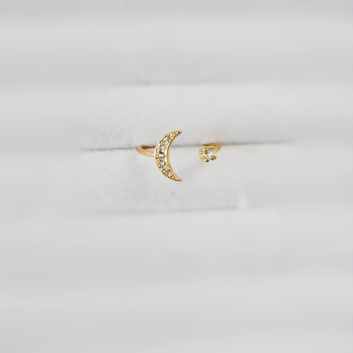 Moon Star Dainty Gold Ring Thin 18kt Gold Filled Ring Moon Celestial Adjustable Ring for Her Stacking Ring Delicate Ring Gift for Woman