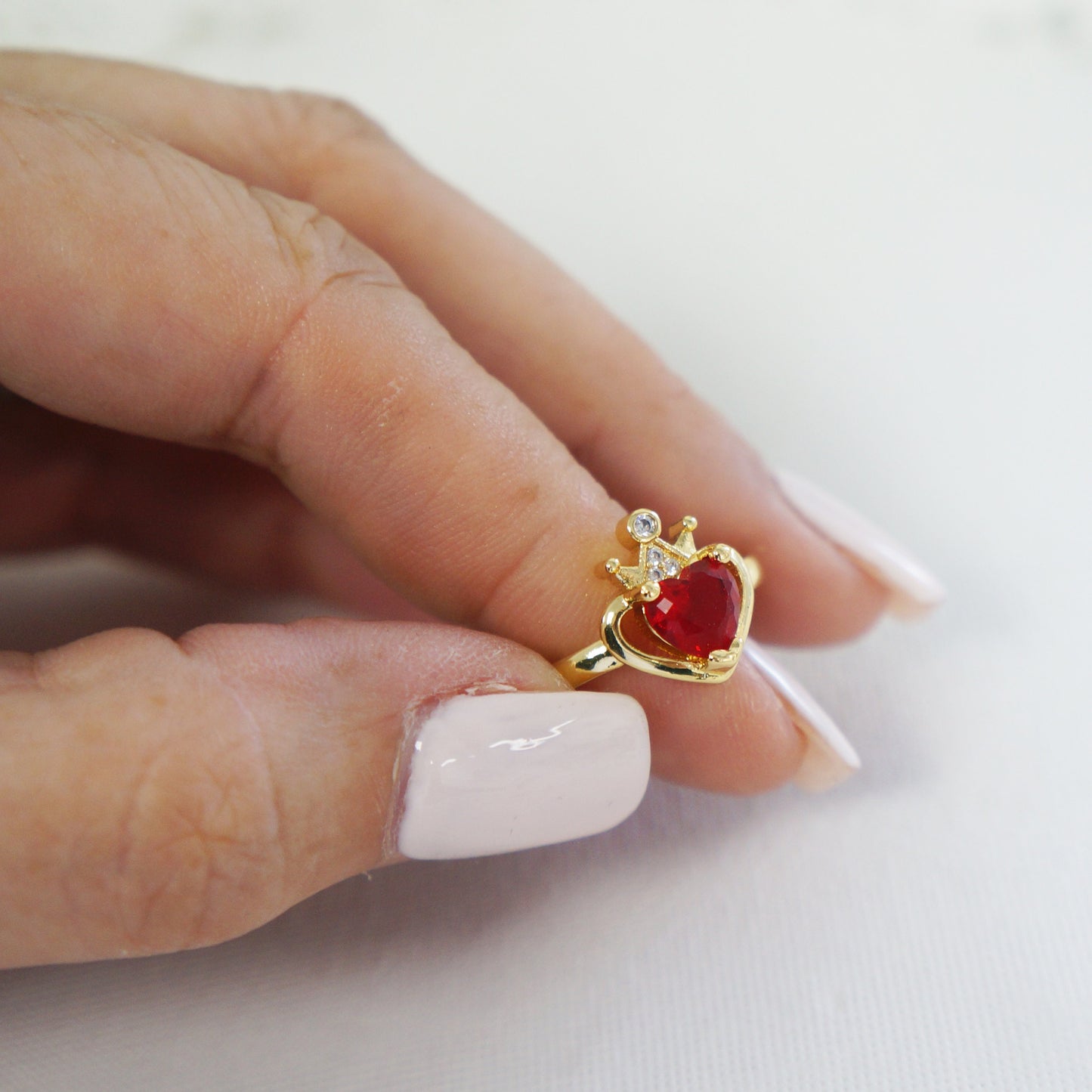 Adjustable Gold Heart Crown Ring