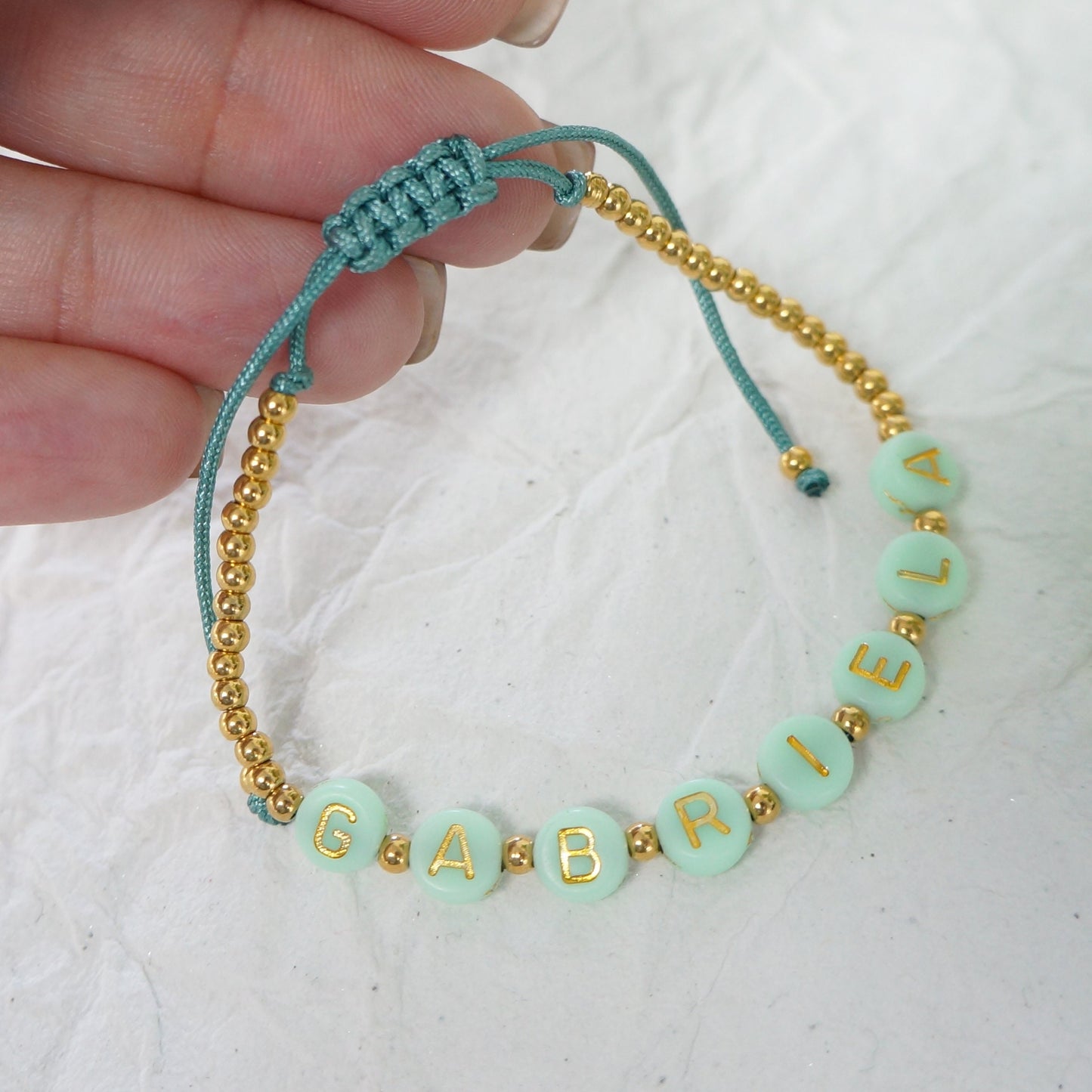 Girls Friendship Beaded Name Bracelet Aqua Green Alphabet Beads Party Gifts Girls Teens Bracelets Children Fun Personalized Bracelets