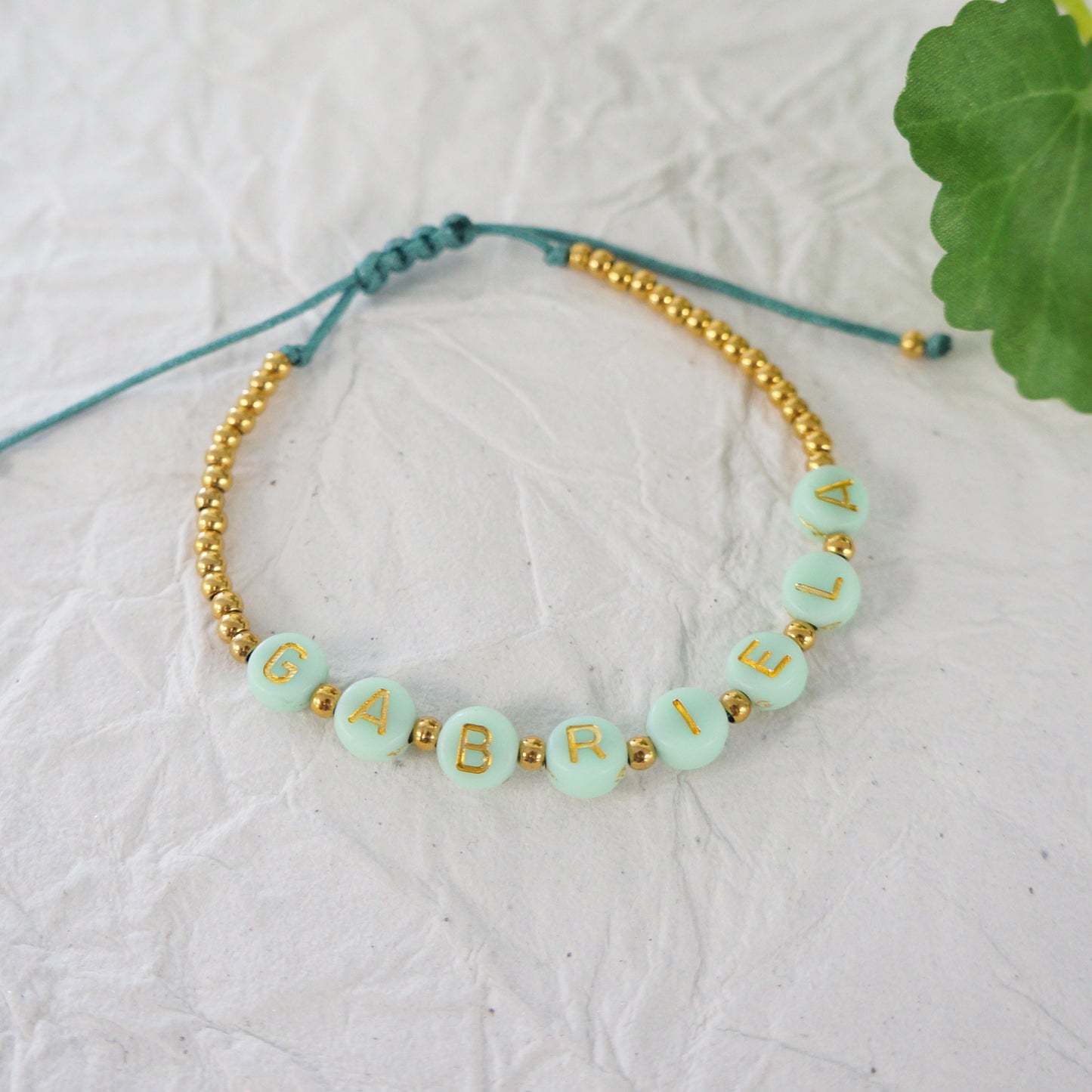 Girls Friendship Beaded Name Bracelet Aqua Green Alphabet Beads Party Gifts Girls Teens Bracelets Children Fun Personalized Bracelets