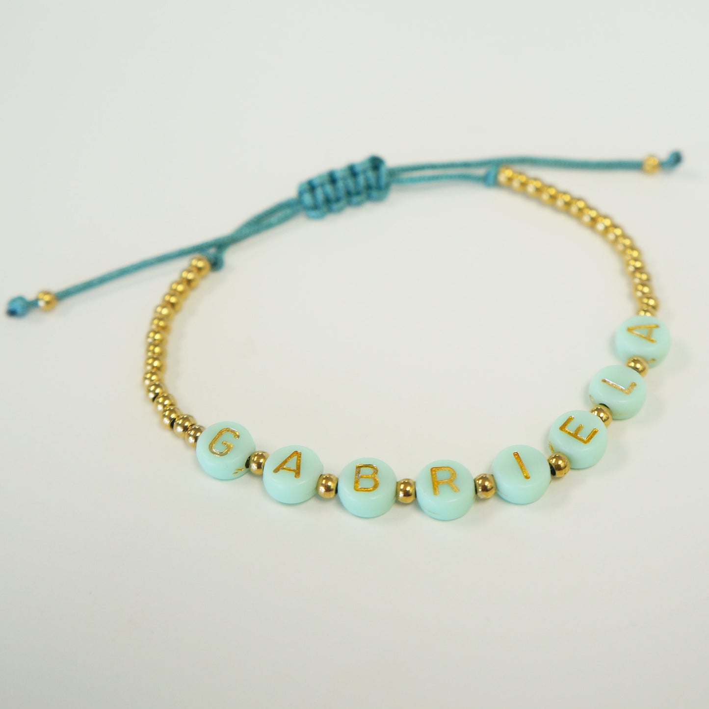 Girls Friendship Beaded Name Bracelet Aqua Green Alphabet Beads Party Gifts Girls Teens Bracelets Children Fun Personalized Bracelets