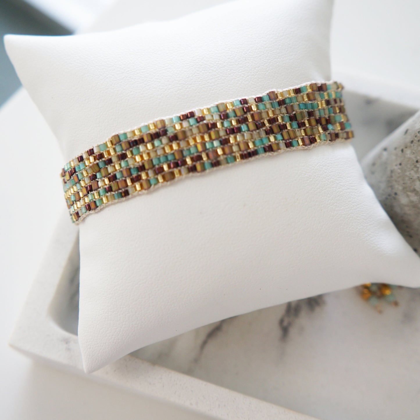 Gold Beaded Bracelet Elegant Miyuki Bracelet Adjustable Bracelet for Women One of a Kind Tiny Seed Bracelet