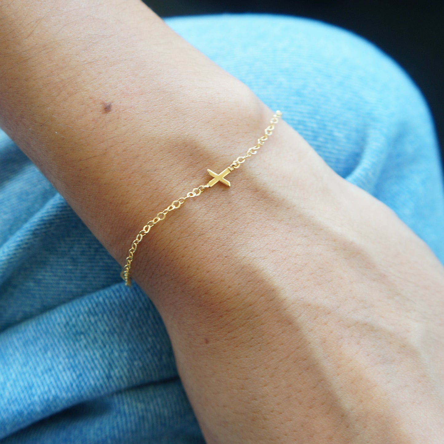 Gold Filled Tiny Initial Bracelet