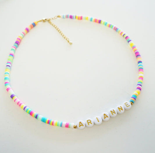 Heishi Bead Choker Necklace Multicolor Rainbow Necklace Gift for Girls Friendship Necklace Custom Name Necklace Personalized Gift for Her