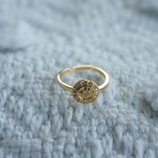 North Star CZ Ring, Adjustable Gold Band, Celestial Jewelry, Minimalist Ring, Gift For Her, Stackable Ring