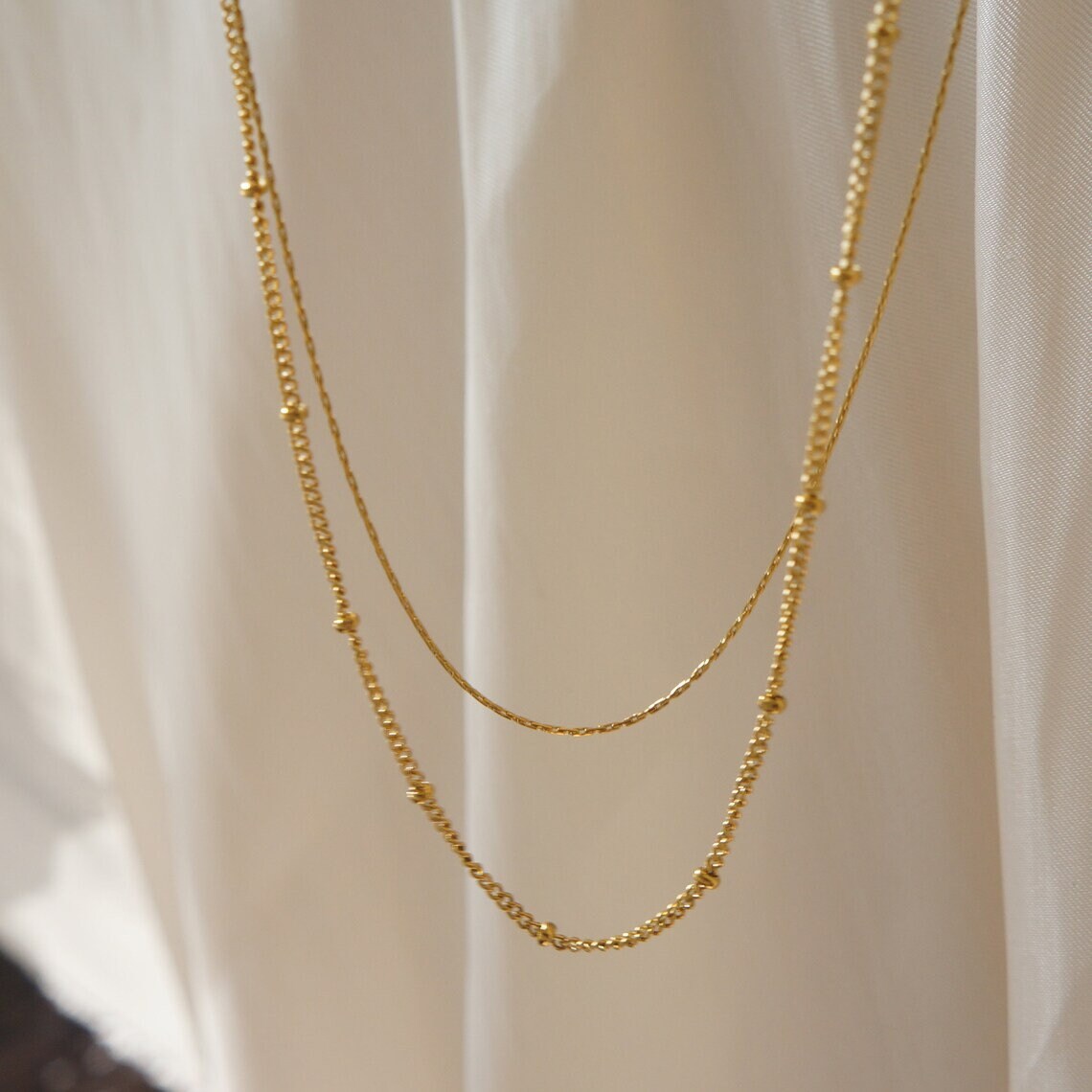 Layered Gold Double Chain Necklace