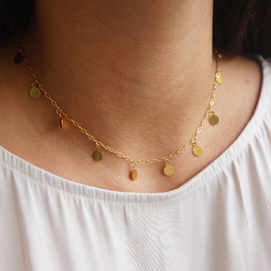 Dainty Gold Discs Chain Necklace