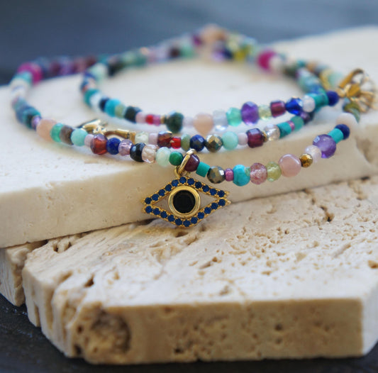 Natural Gemstones Beaded Crystal Necklace