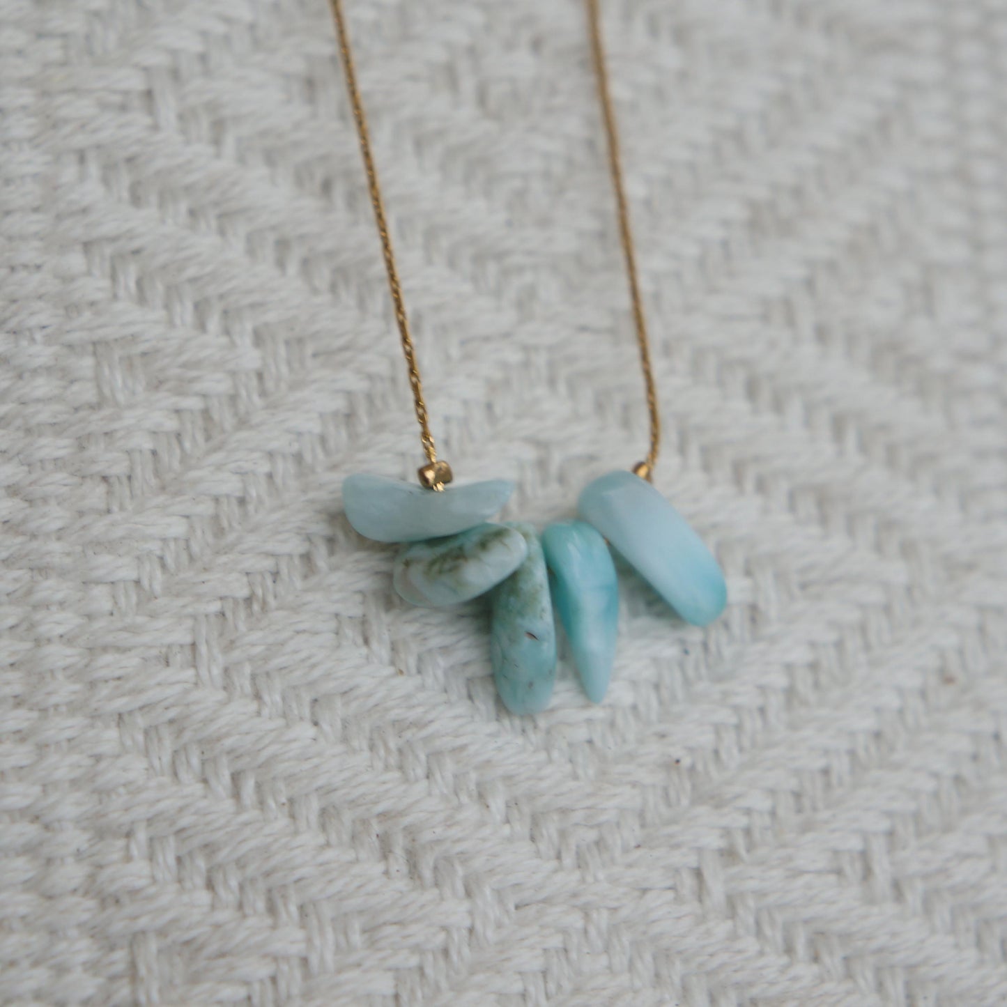 Natural Larimar on Dainty Snake Chain