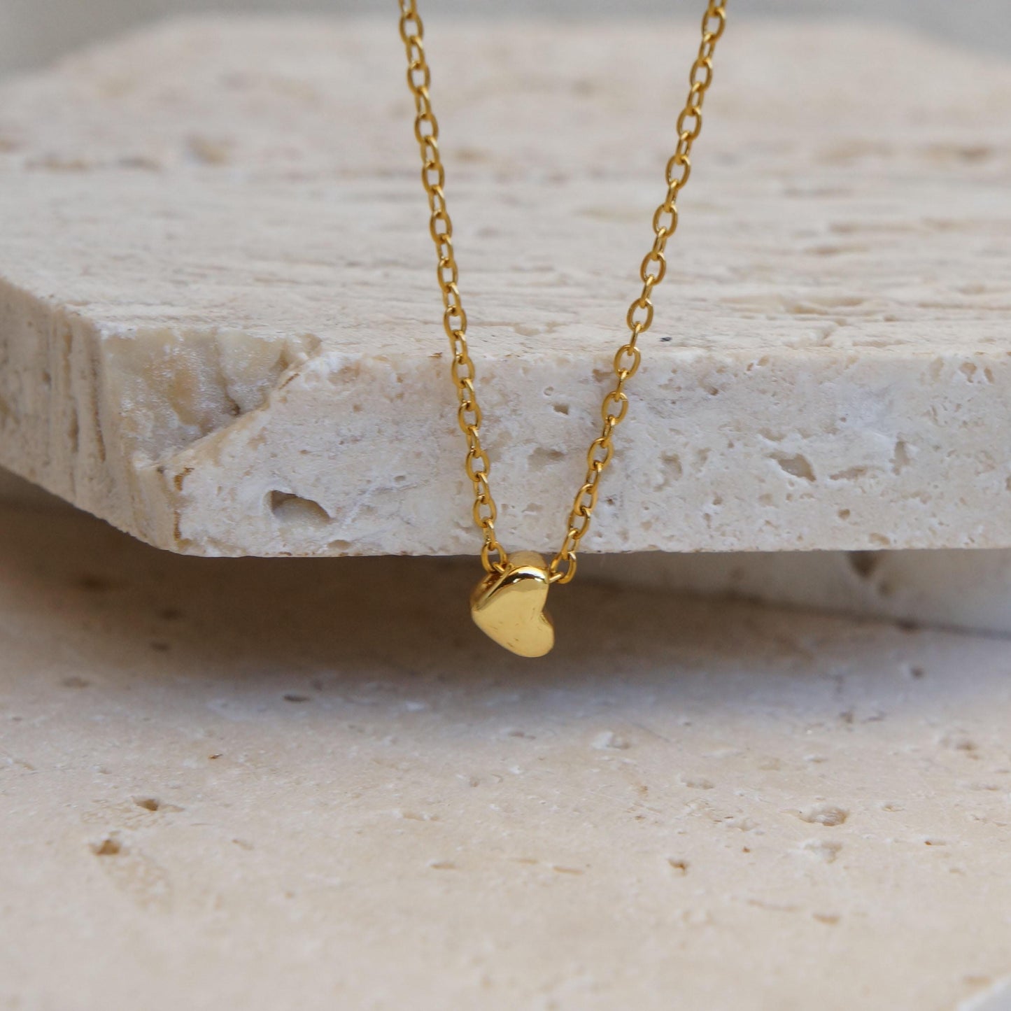 Tiny Heart Necklace, Puffy Heart Pendant, Delicate Gift, Dainty Charm Jewelry, Minimalist Necklace, Gold Heart, Christmas Gift for Her