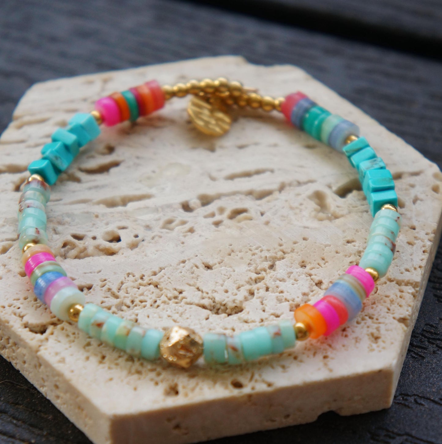 Colorful Bohemian Beaded Shell Bracelet Bangle