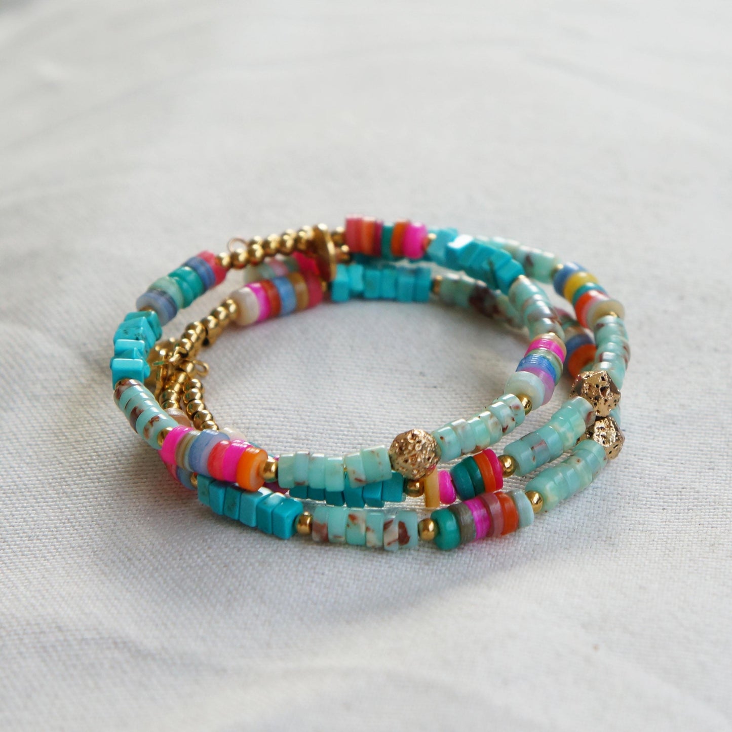 Colorful Bohemian Beaded Shell Bracelet Bangle