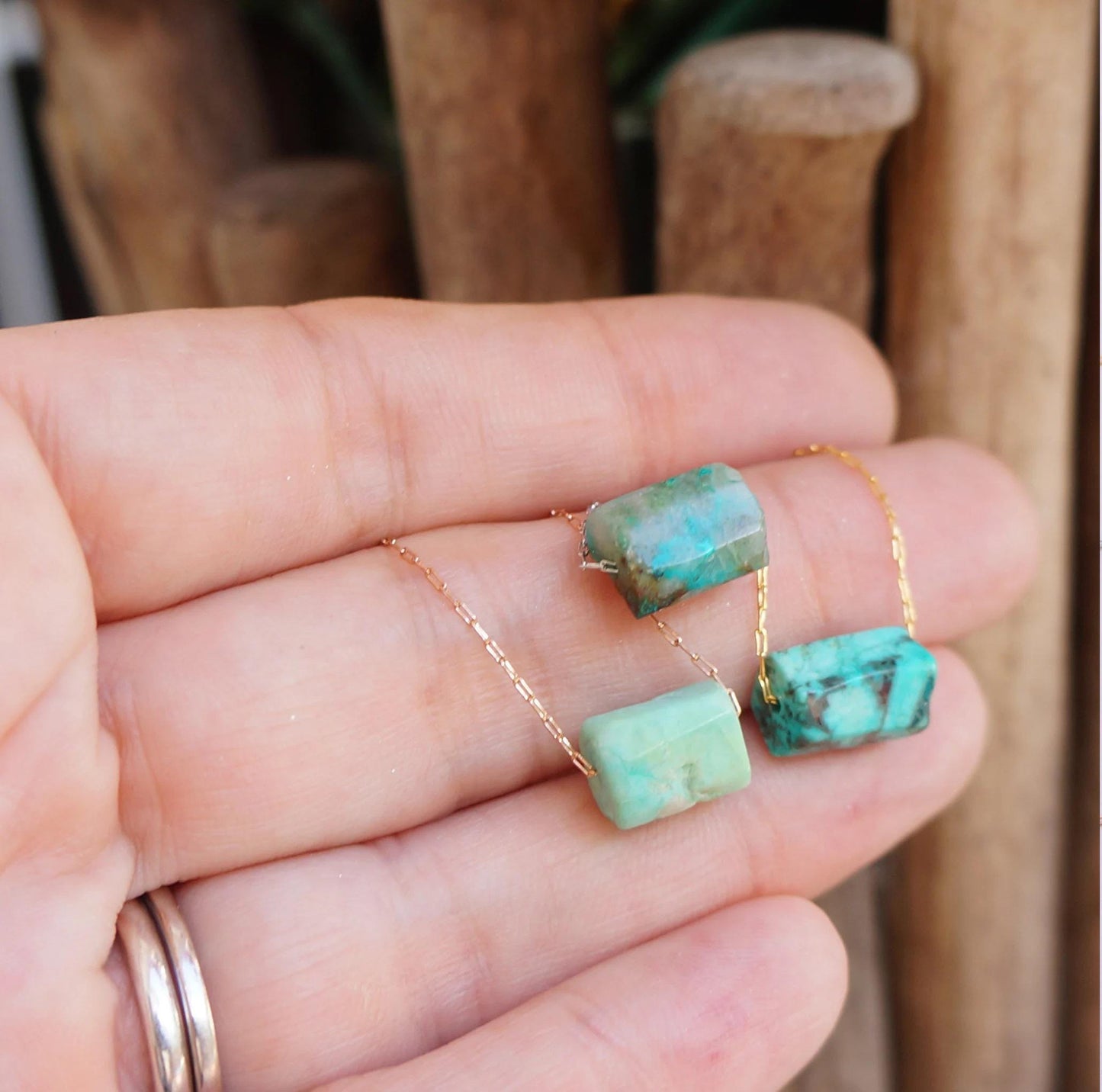 Raw Crystal Necklace Natural Sea Green Turquoise Necklace Rough Stone Layering Necklace Turquoise Stone Pendant Energy Power Necklace Gift