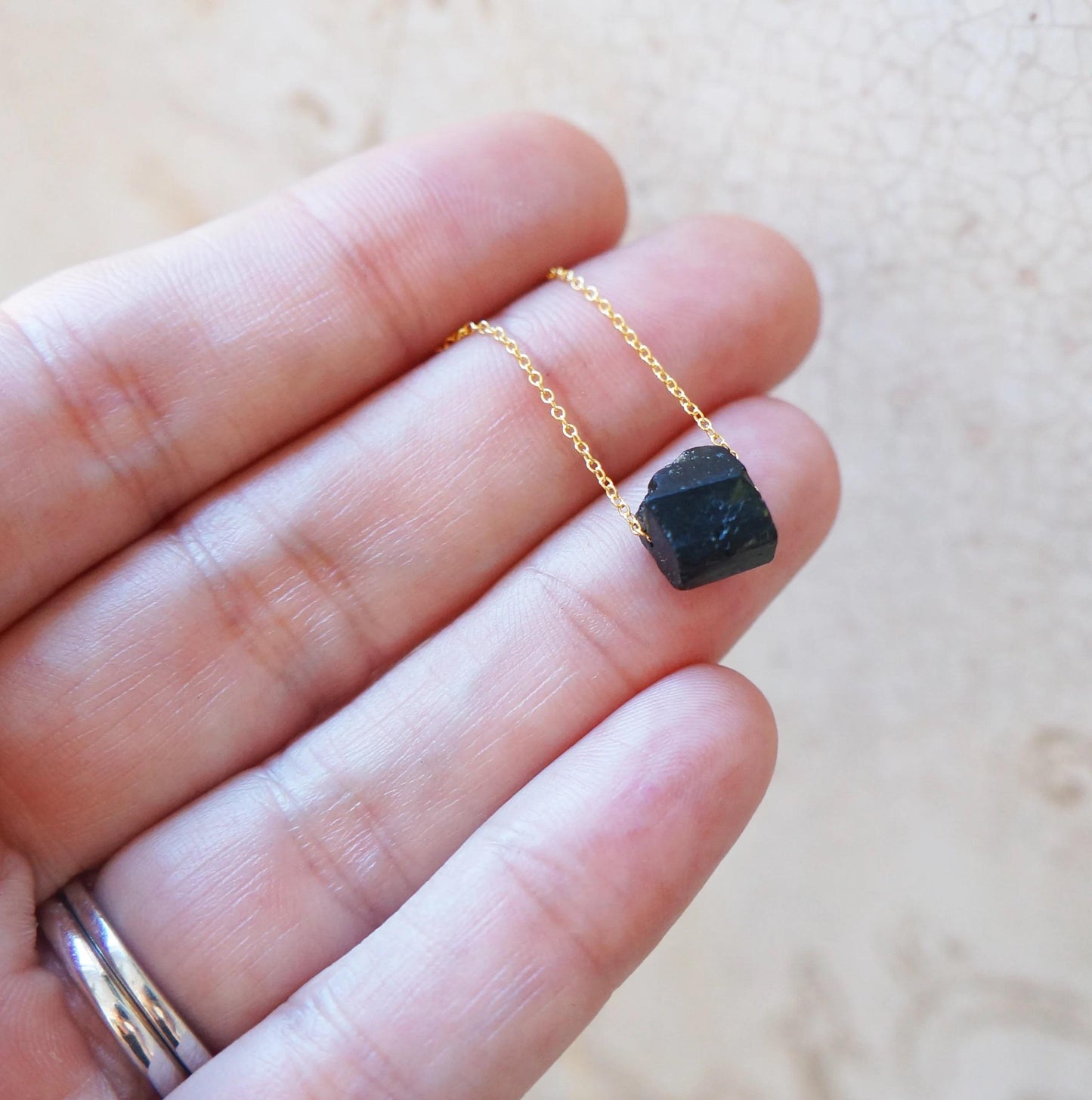 Powerful Stone Raw Black Tourmaline Necklace Rough Natural Gemstone Protection Necklace Small Card with Message for Her Woman