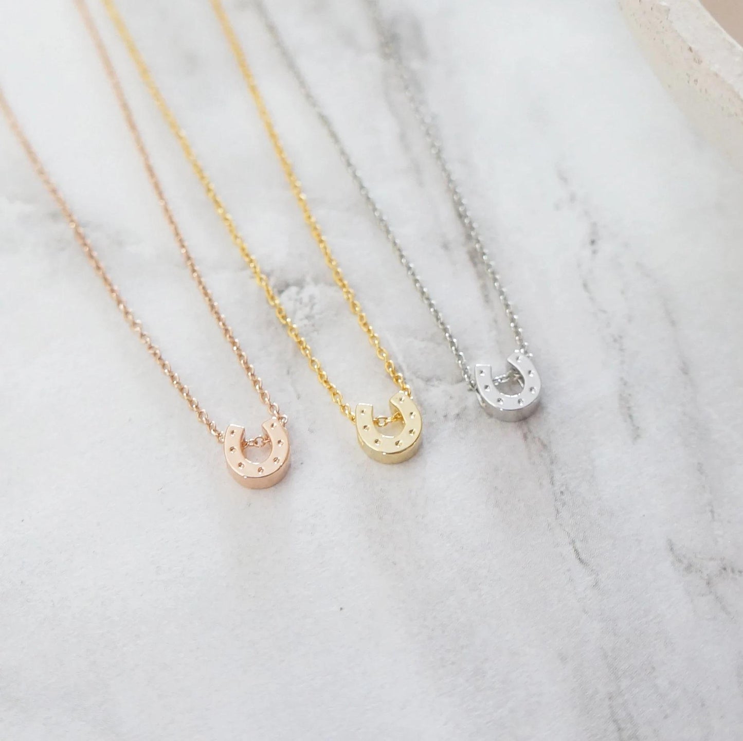 Tiny Horseshoe Necklace Lucky Charm Necklace Cute Dainty Necklace Minimalist Necklace Layered Necklace Bridesmaid Gift Horseshoe Jewelry