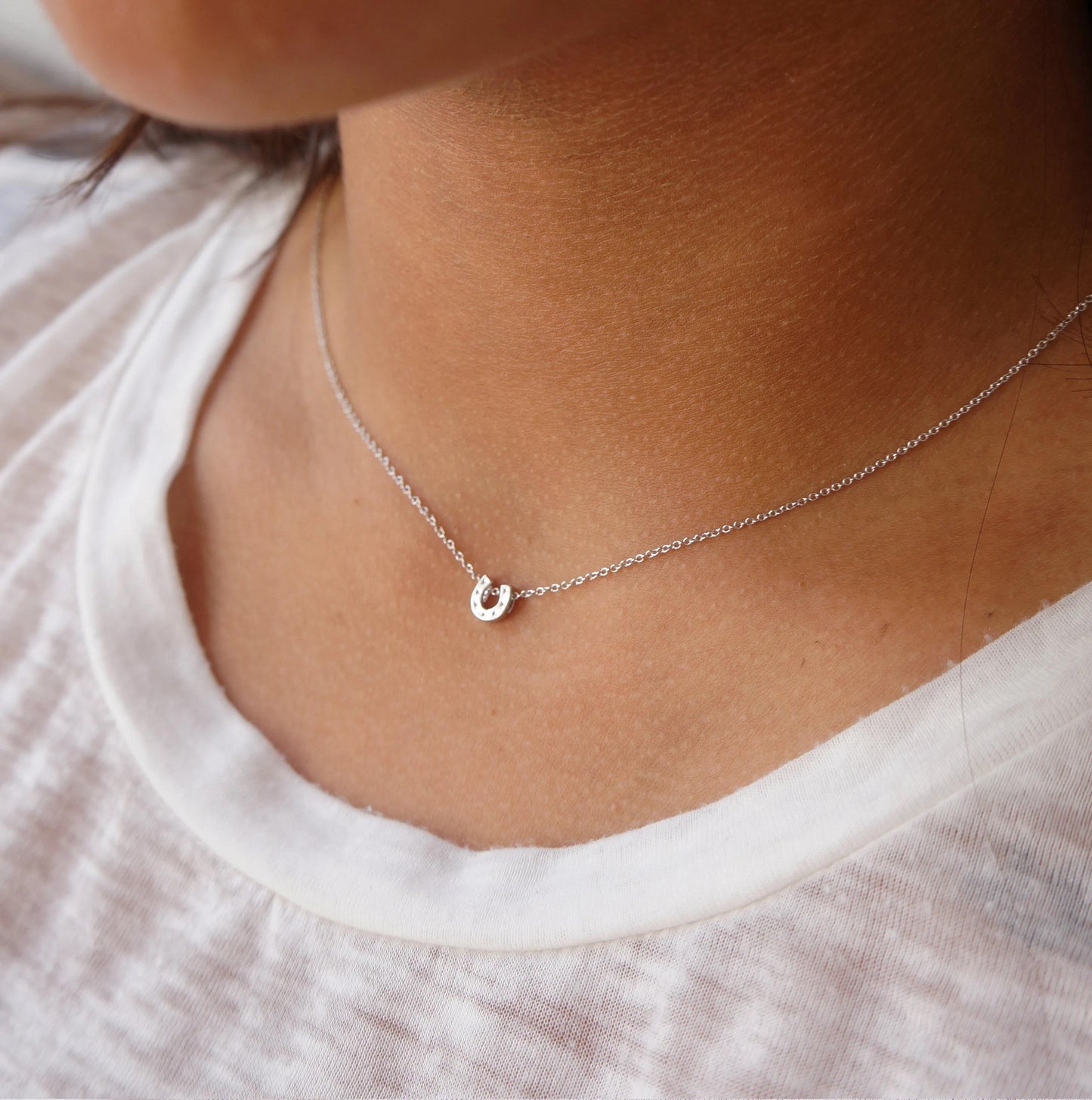 Tiny Horseshoe Necklace Lucky Charm Necklace Cute Dainty Necklace Minimalist Necklace Layered Necklace Bridesmaid Gift Horseshoe Jewelry