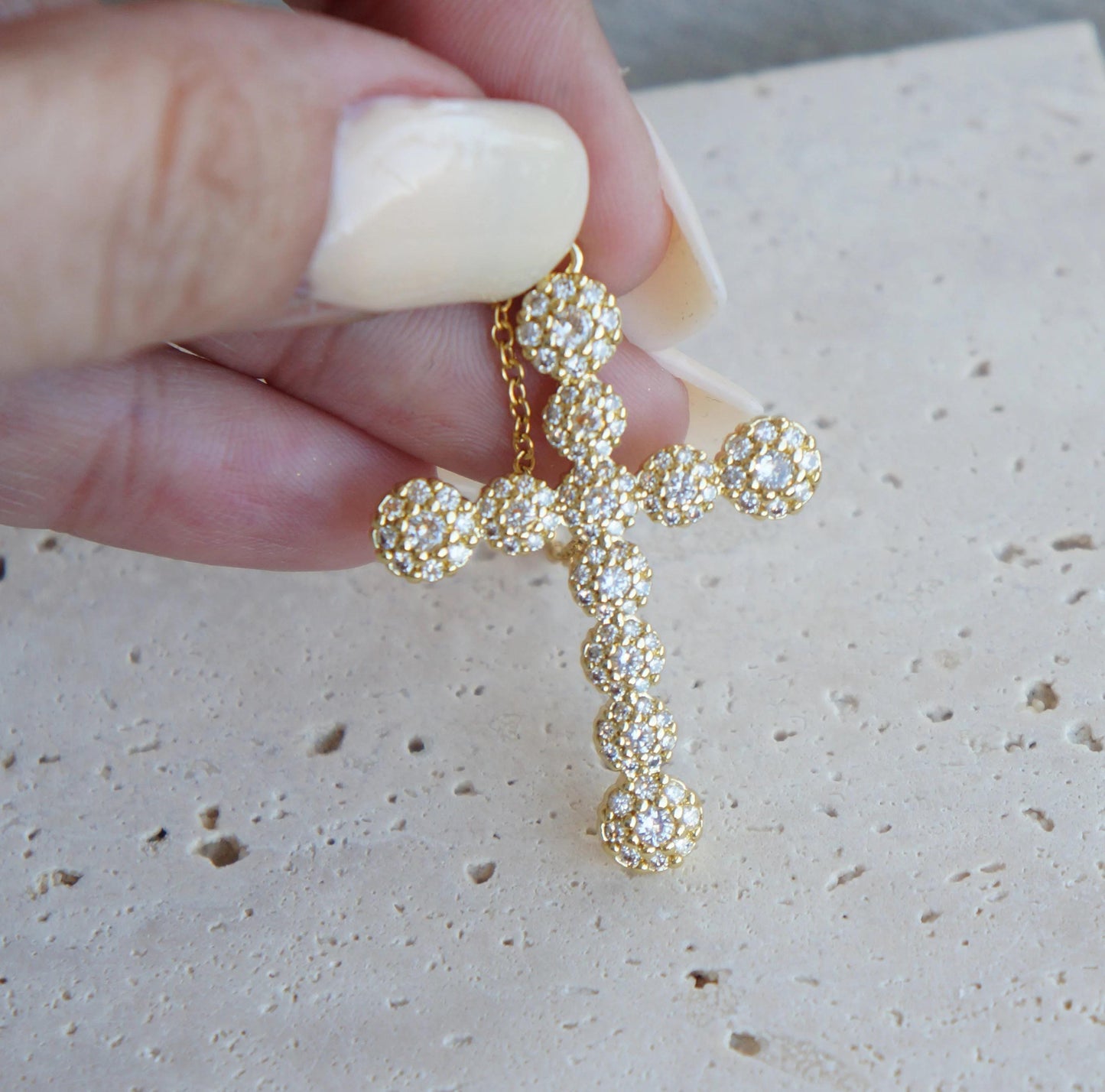 Large Gold Cross Necklace for Woman