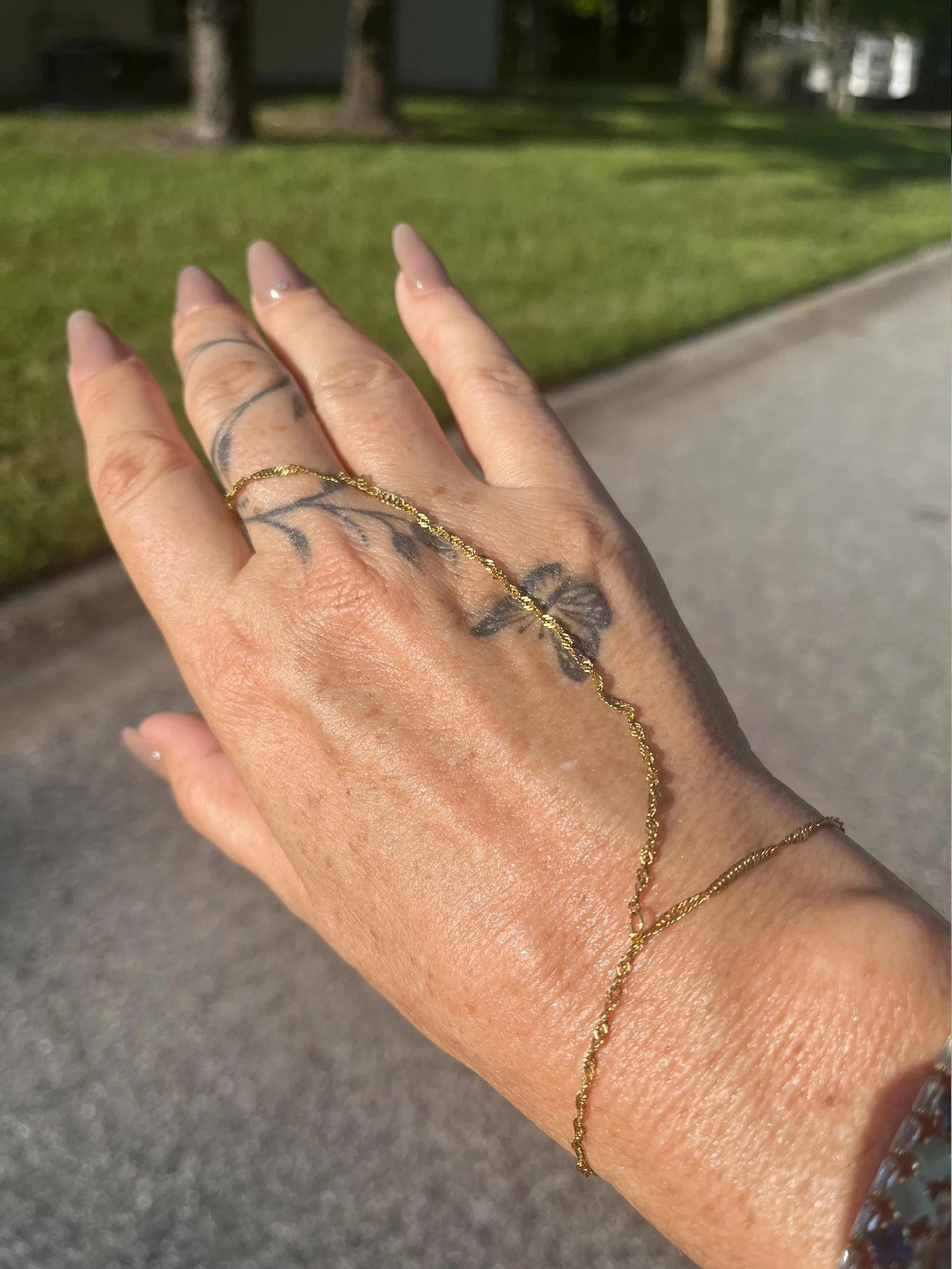 Dainty Gold Hand Chain Bracelet,