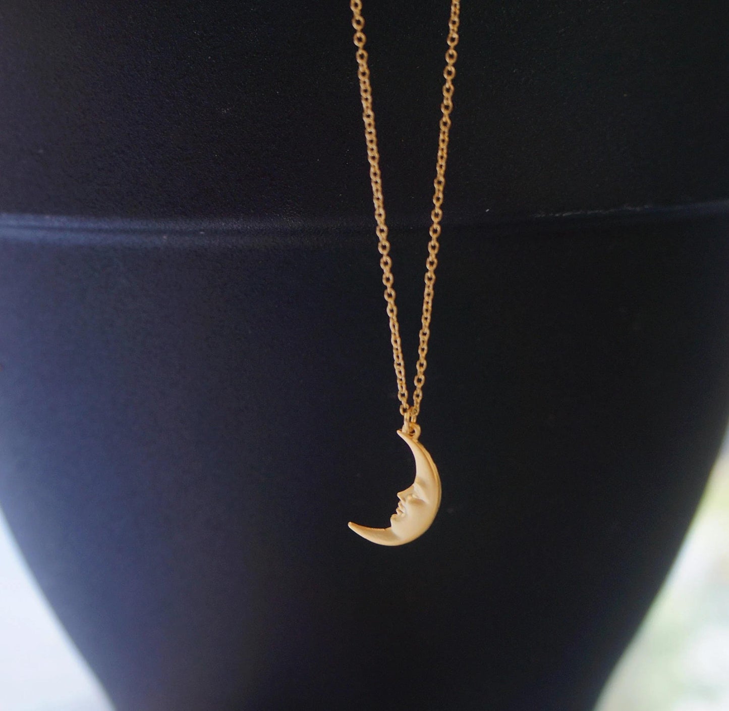 Moon Necklace Moon Face Necklace Dainty Silver Necklace Crescent Moon Charm Necklace for Women Girls Gift Idea