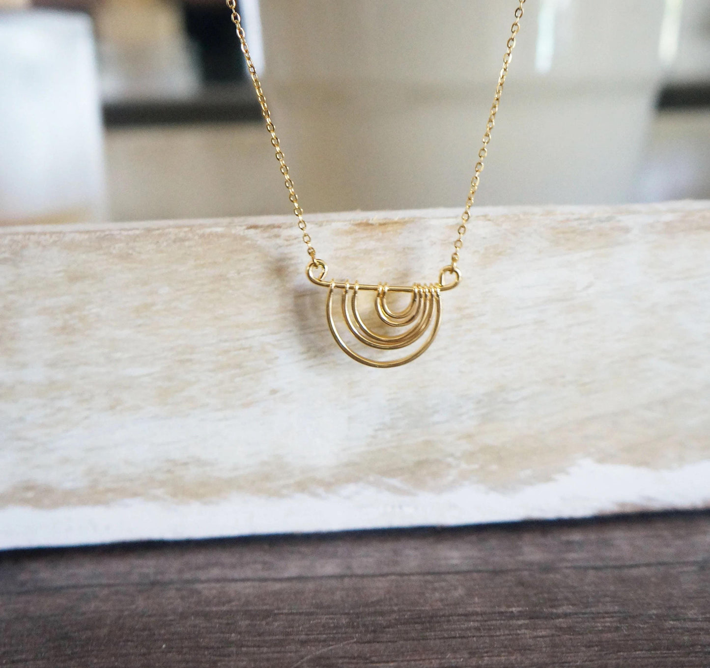 Minimalist Dainty Gold Necklace Rainbow Necklace Hope Necklace Handmade Gift for Mom New Day Necklace Happy Necklace