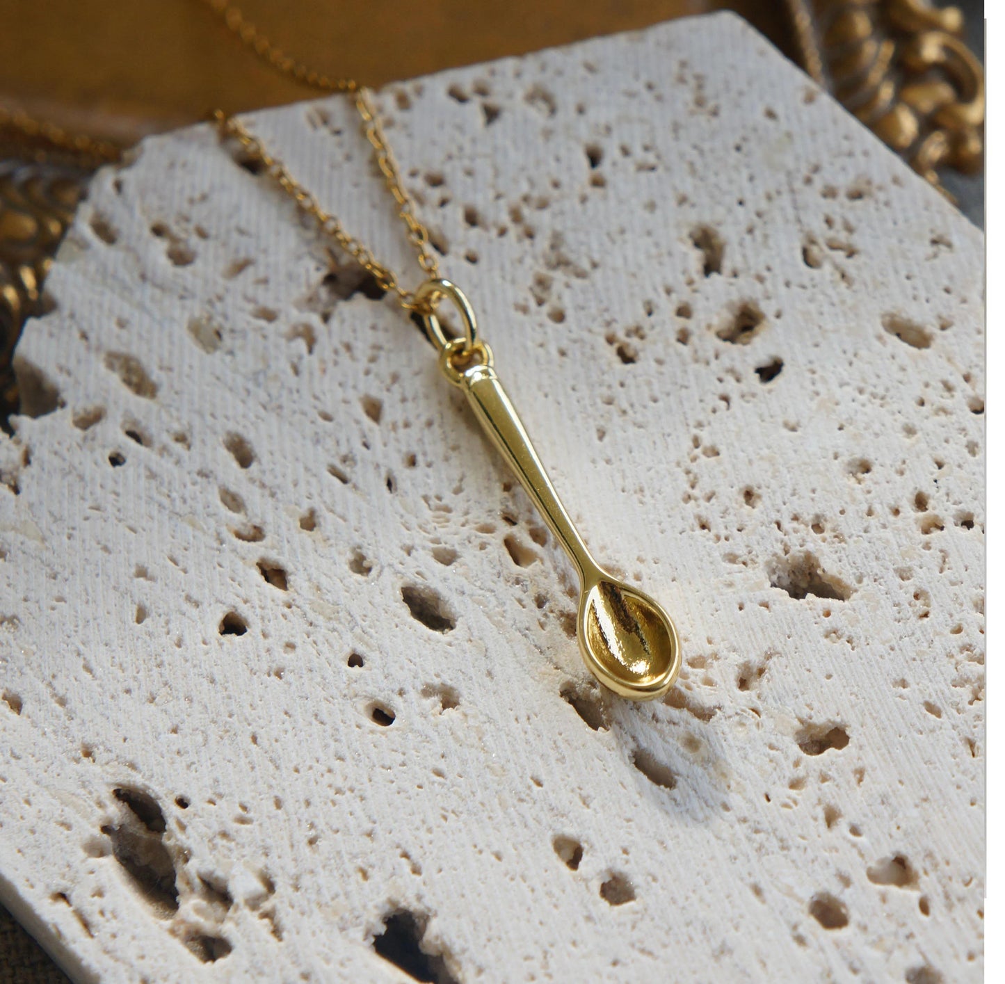 Gold Spoon Charm Necklace, Delicate Gift For Her, Minimalist Jewelry, Women's Pendant, Elegant, Women's Jewelry, Minimalist