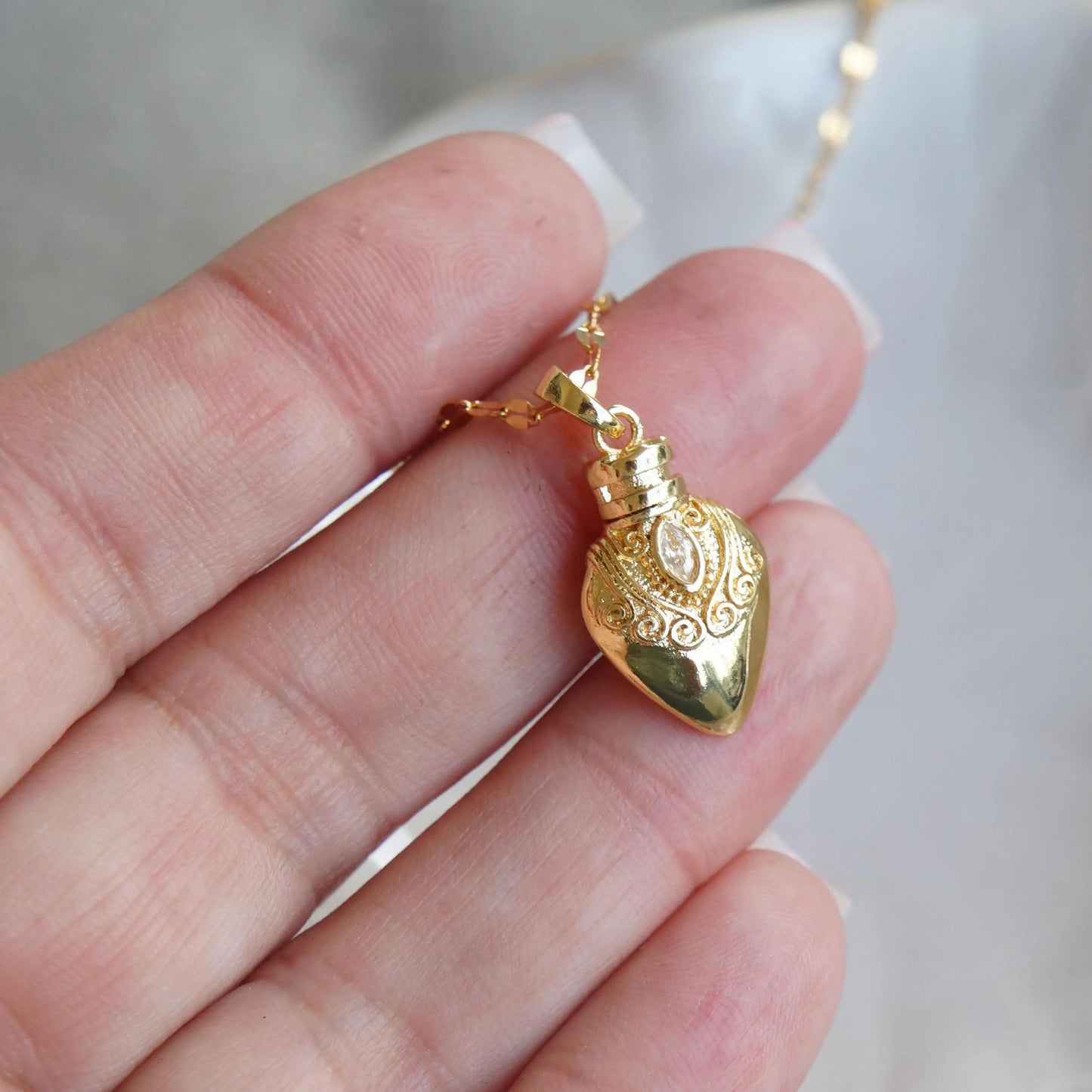 Little Gold Vial Pendant Necklace