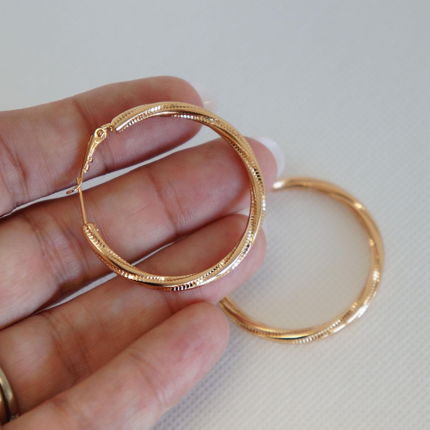 18kt Gold Plated Hoops, Large Hoop Earrings, Minimalist Jewelry, Statement Earrings, Twisted Hoops Earrings, Gift For Her, Birthday