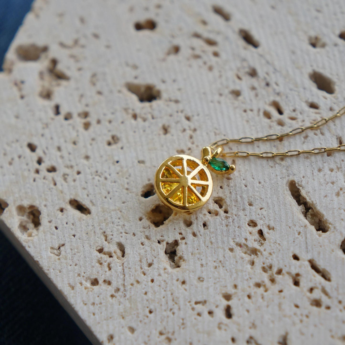 Gold Lemon Fruit Necklace Charm, Tiny Citrus Pendant, Cute Lemon Gift, Dainty Jewelry, Minimalist, Gift for Her