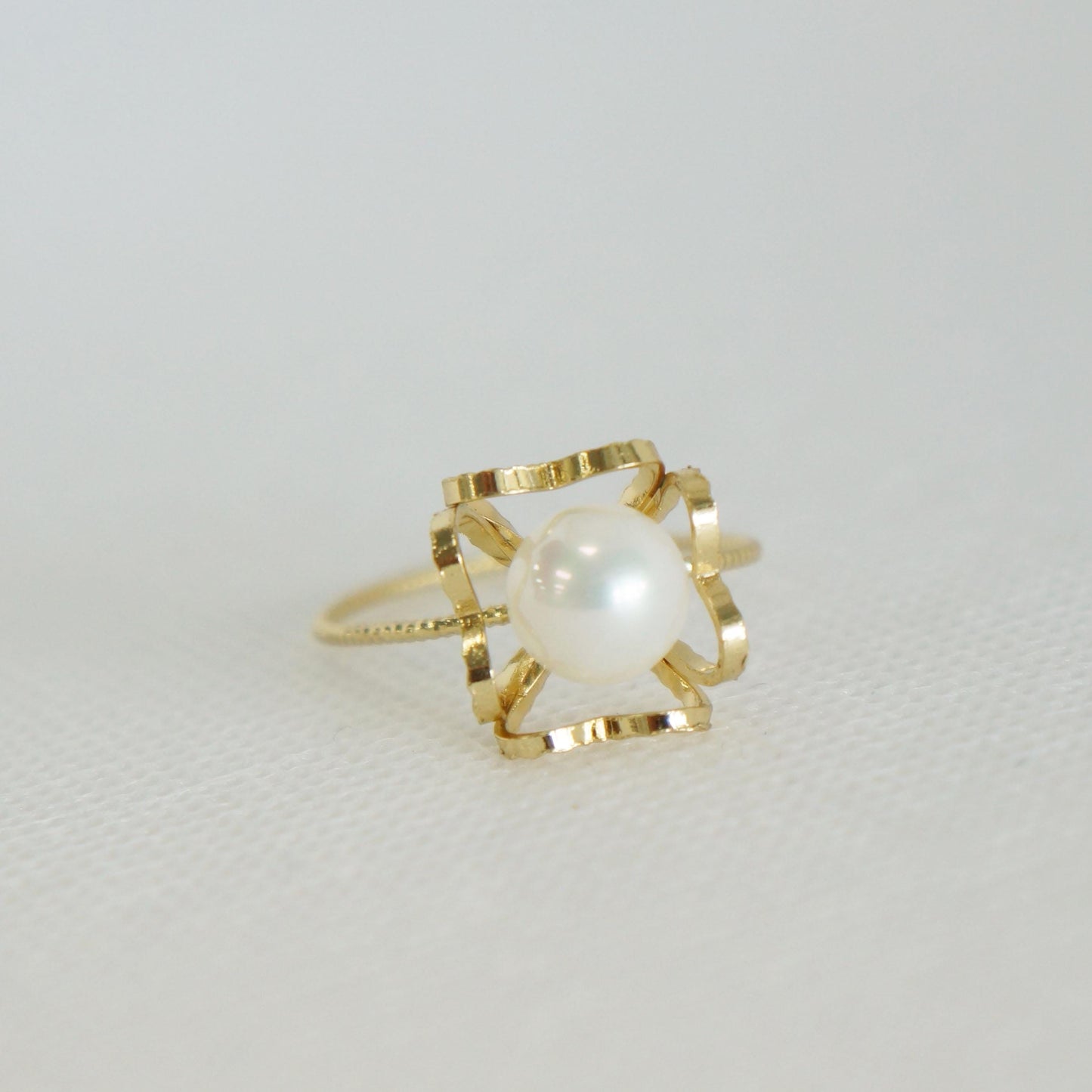 Gold Pearl Solitaire Ring, Dainty Delicate Ring, Gift for Her, Simple Pearl Jewelry, Stacking Ring, Stackable