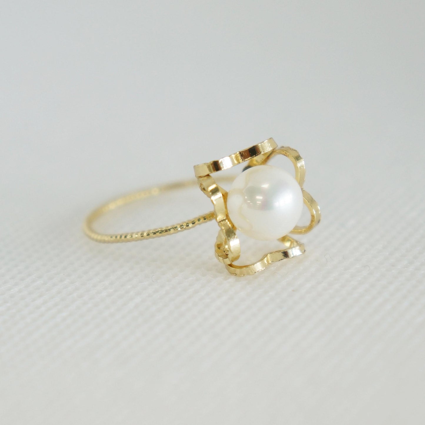 Gold Pearl Solitaire Ring, Dainty Delicate Ring, Gift for Her, Simple Pearl Jewelry, Stacking Ring, Stackable