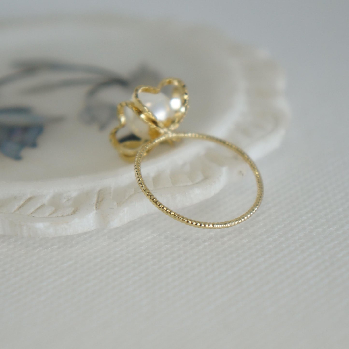 Gold Pearl Solitaire Ring, Dainty Delicate Ring, Gift for Her, Simple Pearl Jewelry, Stacking Ring, Stackable