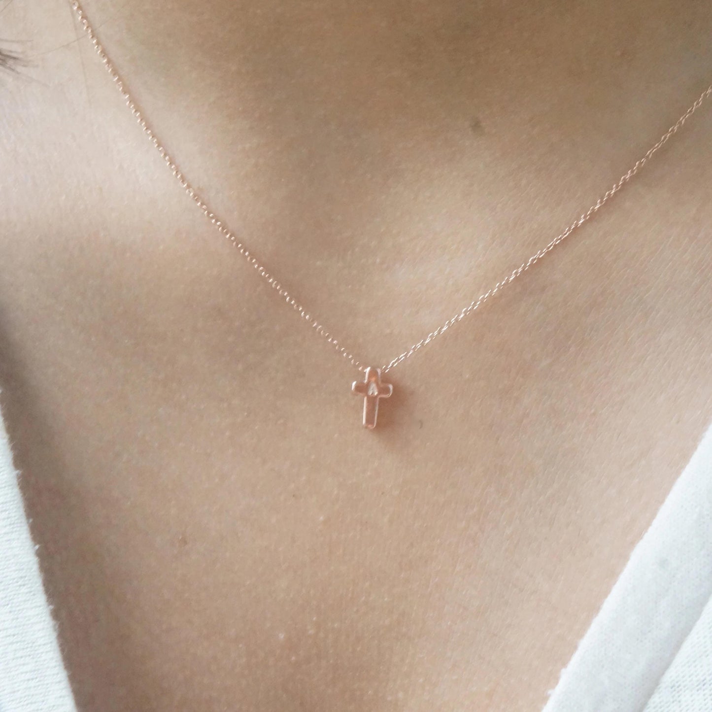 Cross Necklace Personalized Tiny Cross Gift for Her Rose Gold Religious Dainty Necklace Initial Necklace Best Friend Gift Wedding