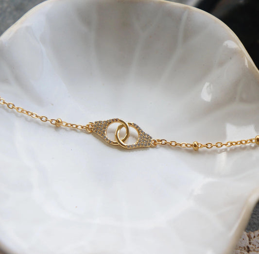 Delicate Gold Eternity Bracelet, CZ Charm Bracelet,  Mother Gift, Dainty Jewelry, Elegant Gift for Her, Wrist Accessory, Friendship Bracelet