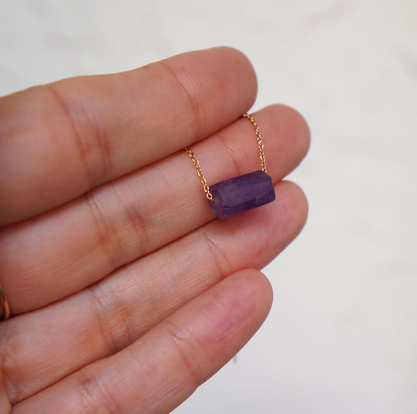 Amethyst Necklace Raw Amethyst February Crystal Quartz Necklace Protection Necklace Rough Amethyst Necklace Gift For Women Natural Quartz