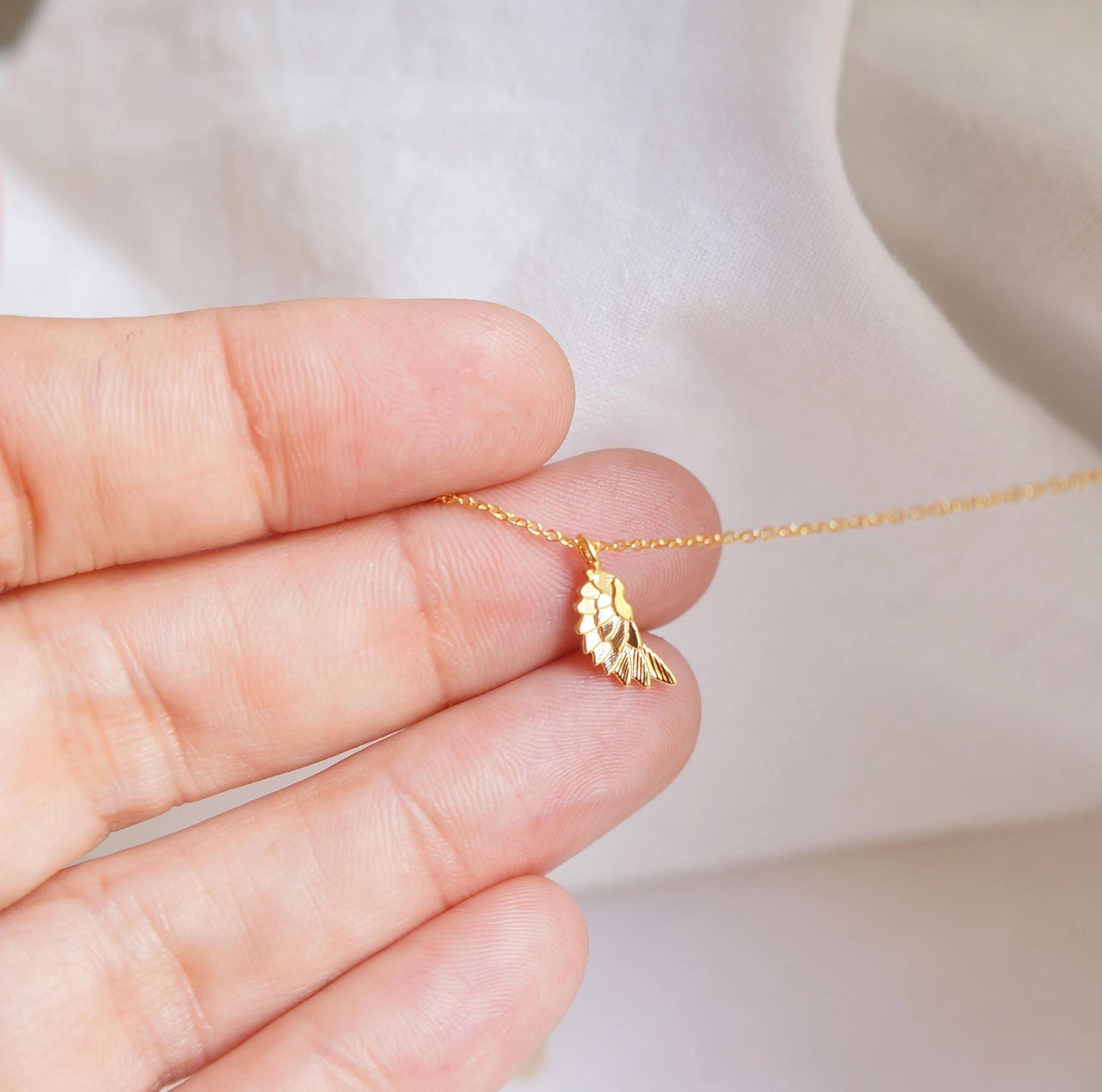 Tiny Wing Necklace Ultra Dainty Gold Angel Feather Necklace Delicate Spiritual Gift Tiny Charm Necklace Gift for Mom Friendship Necklace