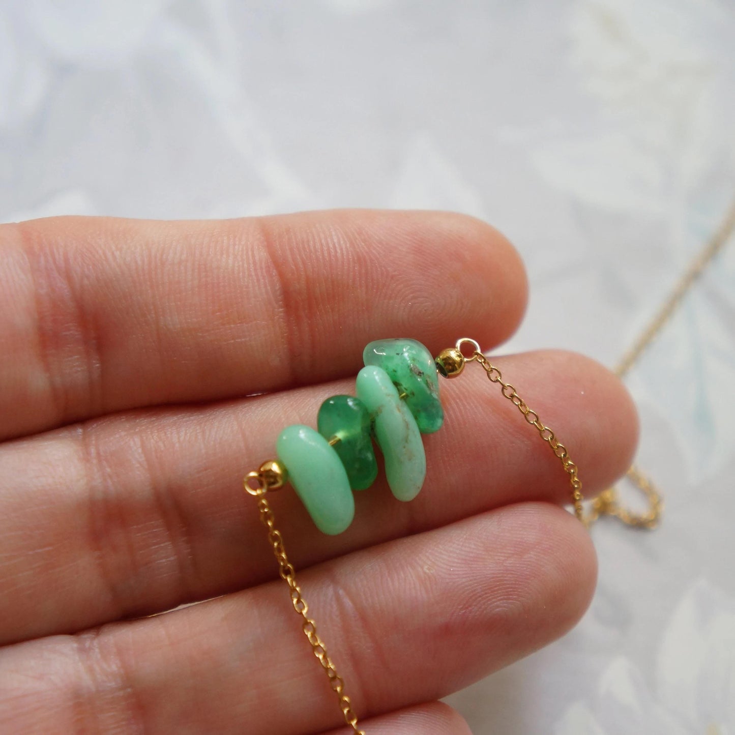 Chrysoprase Necklace Raw Crystal