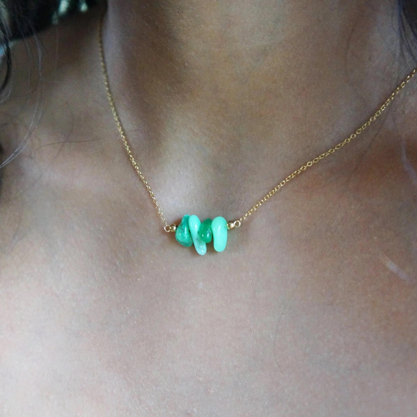 Chrysoprase Necklace Raw Crystal