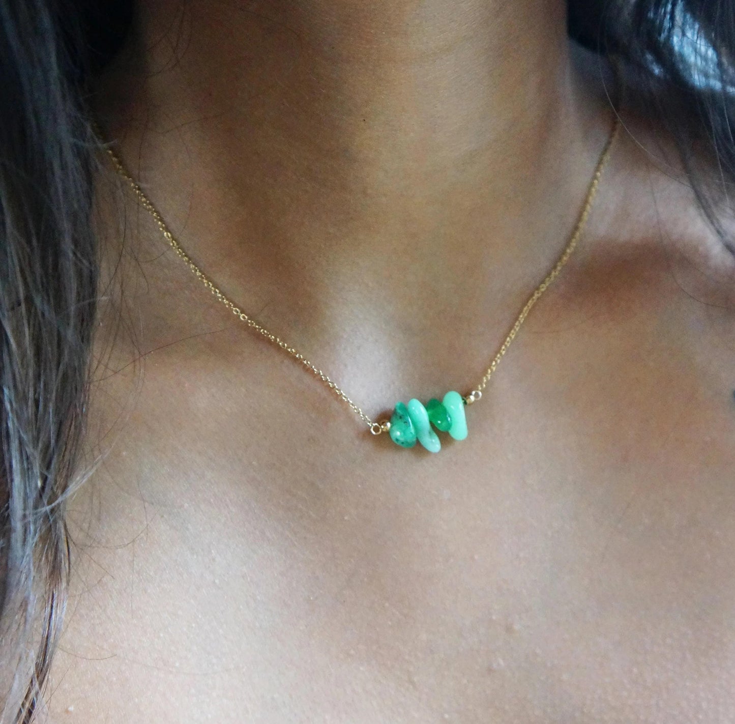 Chrysoprase Necklace Raw Crystal