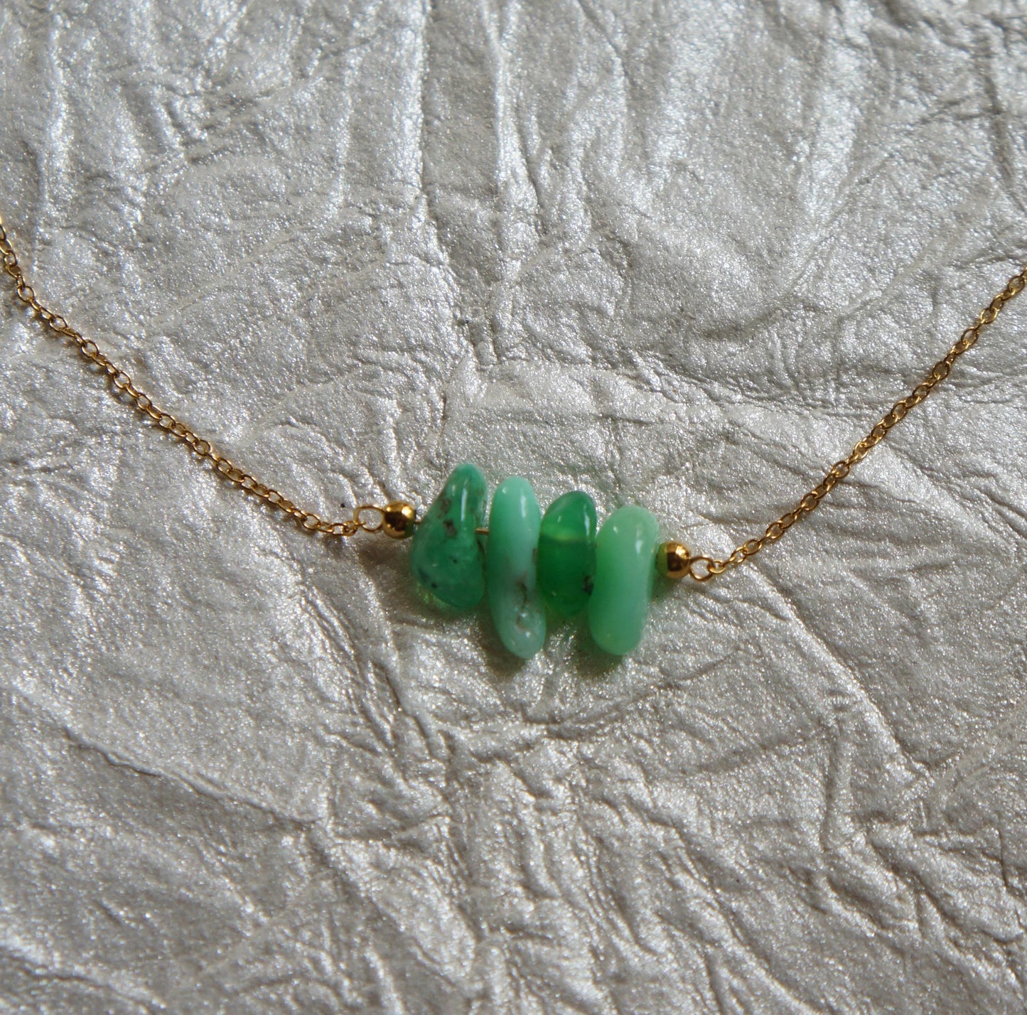 Chrysoprase Necklace Raw Crystal