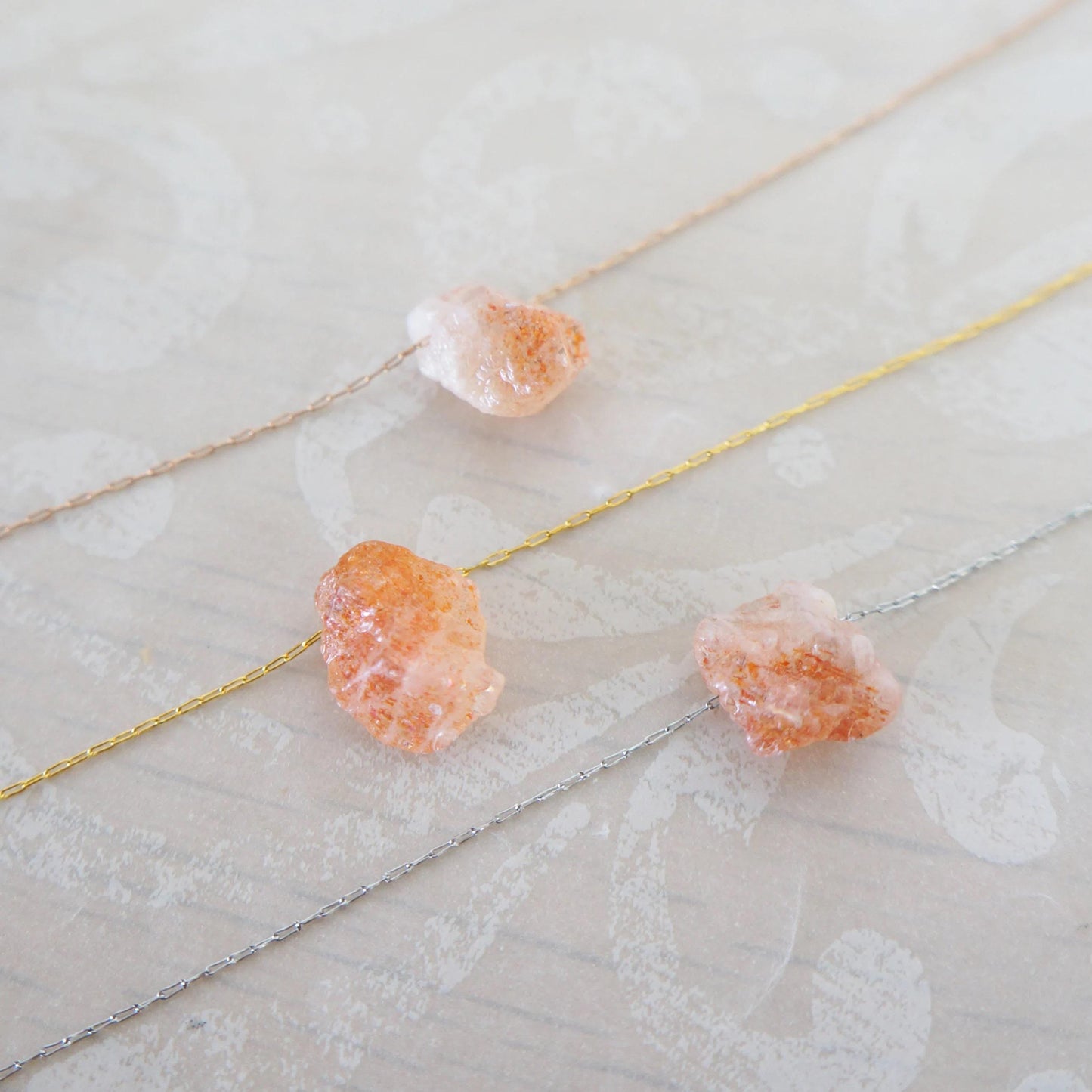 Raw Natural Sunstone Necklace  Natural Crystal Pendant Necklace for Woman Sunstone Cleanser Necklace for Her Gift Idea