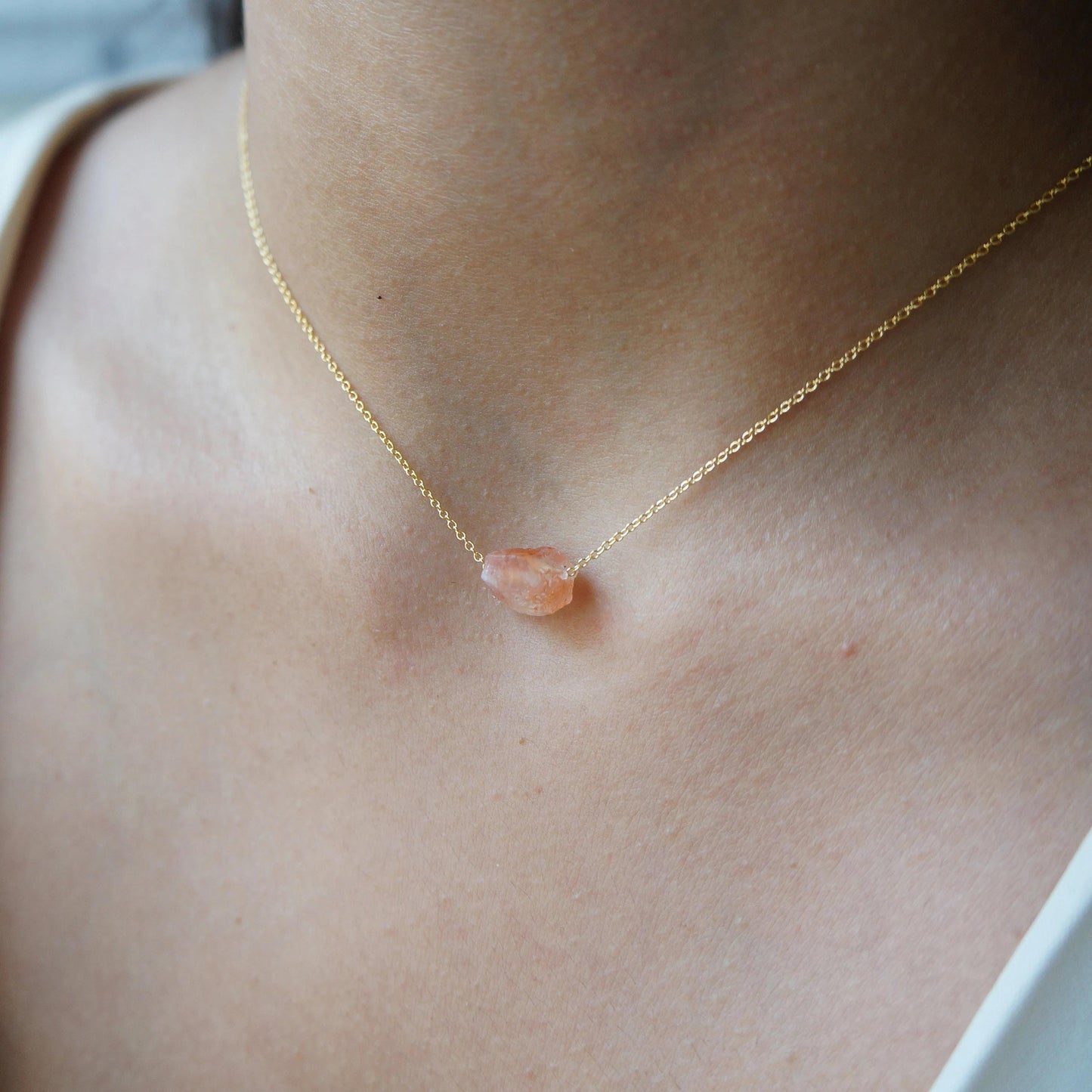 Raw Crystal Necklace Sunstone Necklace Rough Stone Layering Necklace Natural Sunstone Stone Pendant Powerful Necklace Natural Crystals