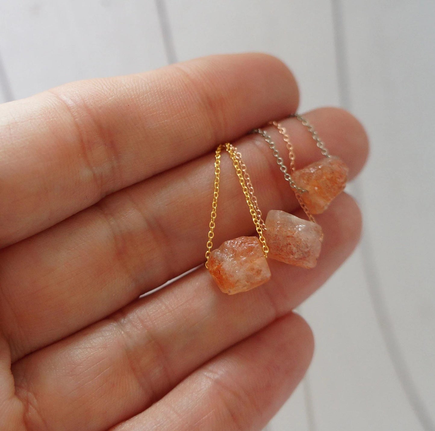 Raw Crystal Necklace Sunstone Necklace Rough Stone Layering Necklace Natural Sunstone Stone Pendant Powerful Necklace Natural Crystals