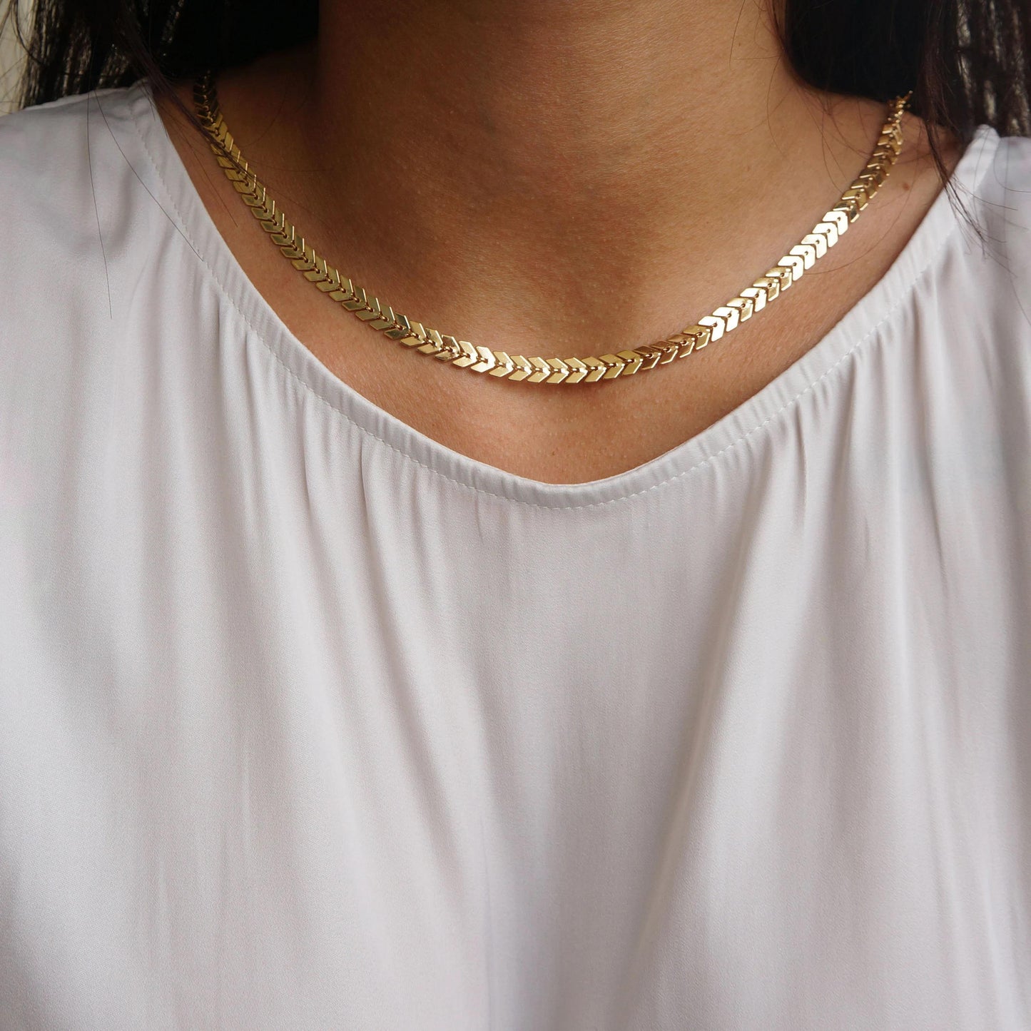 Gold Chevron Chain Necklace