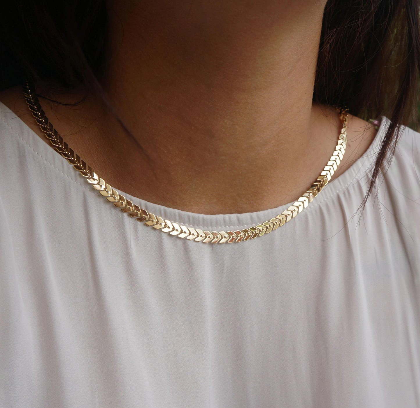 Gold Chevron Chain Necklace