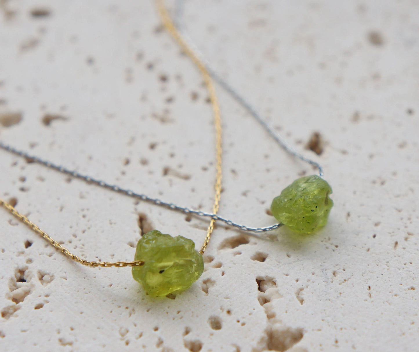 Natural Peridot Necklace, Raw Crystal August Birthstone, Dainty Healing Stone Jewelry, Green Gemstone Gift, Rough Green Peridot